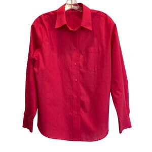 Foxcroft ladies hot pink button up blouse 14P wrinkle free cotton blend